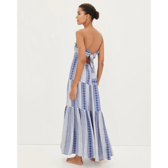 💕VERONICA BEARD💕 McKinney Strapless Cotton Maxi Dress Electric Blue Medium NWT - Picture 3 of 16